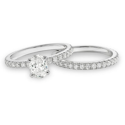 Lyra. Lab Grown 1 1/2ct. Diamond Bridal Set in 14k White Gold