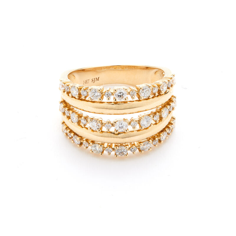 Brilliant-Cut .90ctw. Diamond Multi-Level Fashion Ring in 14k Yellow Gold image number null