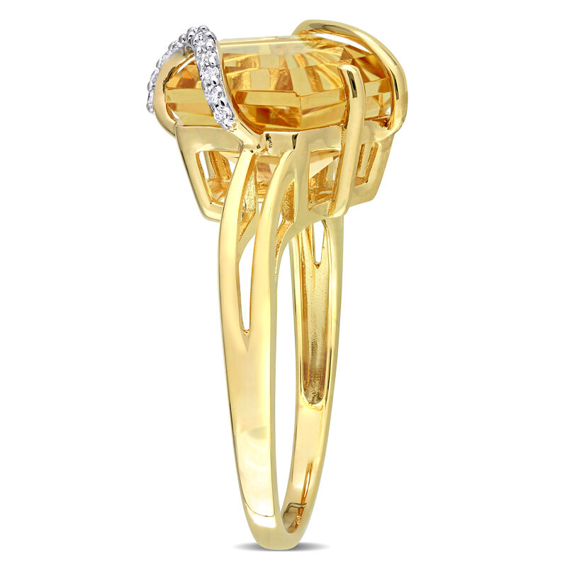 Citrine & Diamond Wrapped Ring in Yellow Gold Plated Sterling Silver image number null