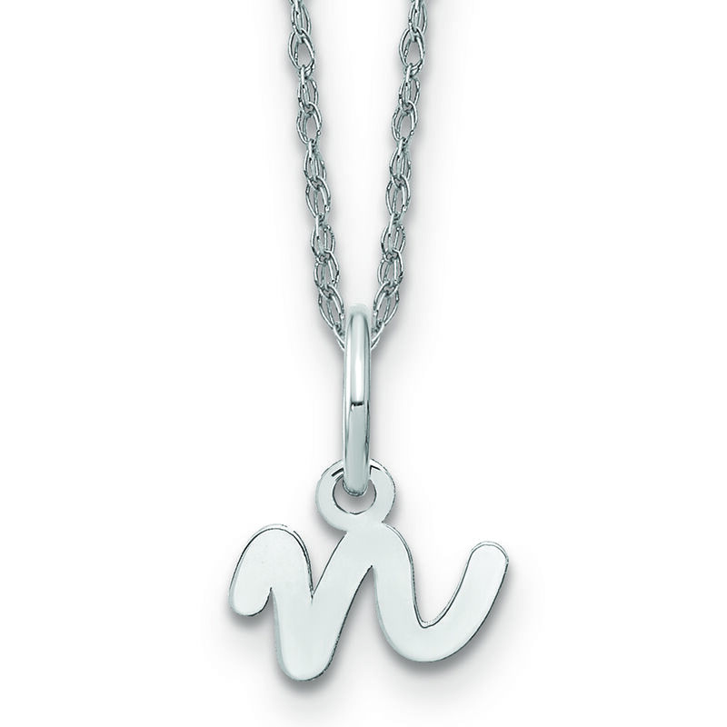 Script N Initial Necklace in 14k White Gold image number null