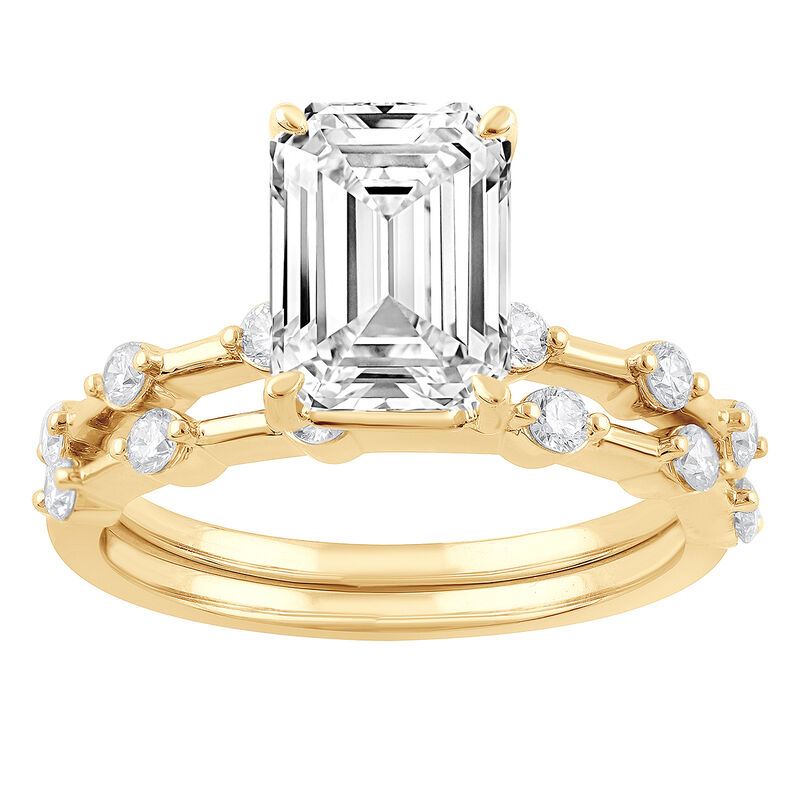 Echo. Emerald-Cut  Lab Grown 1 7/8ctw. Diamond Bridal Set in 14k Yellow Gold  image number null