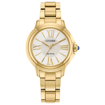 Citizen Ladies' Ceci White Roman Dial Gold-Tone Bracelet 32mm Watch EM1162-52A