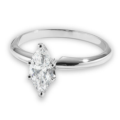 Marquise-Cut 5/8ct. Diamond Solitaire Engagement Ring 14k White Gold