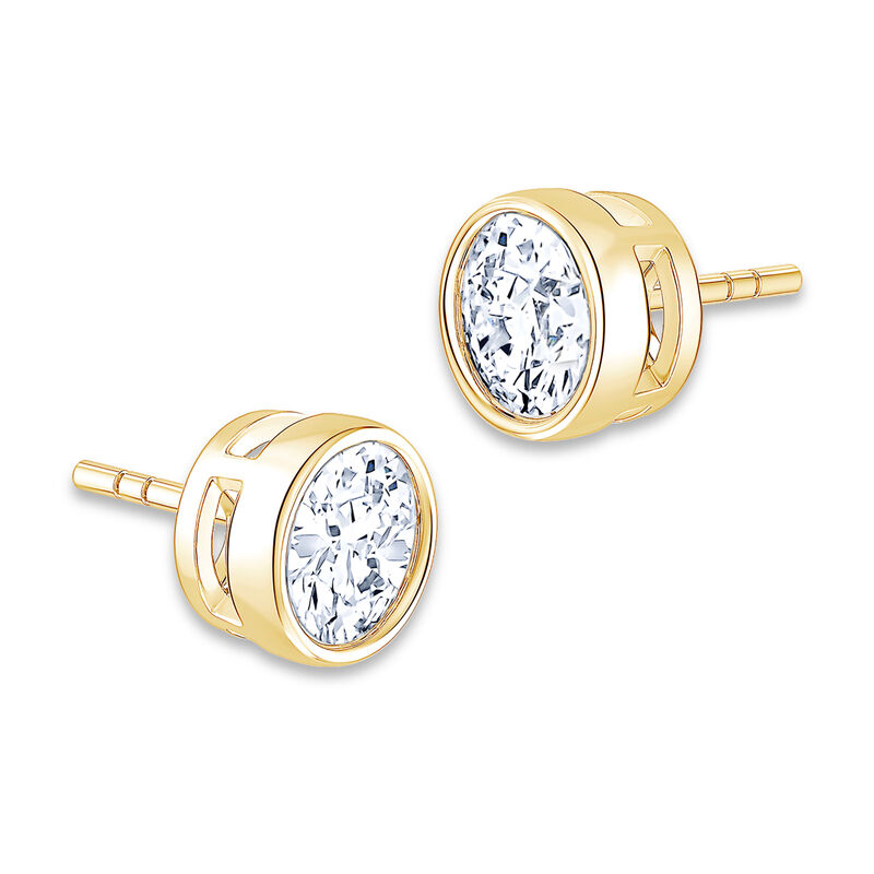 Brilliant-Cut Lab Grown 2ctw. GH SI1 Diamond Bezel Stud Earrings in 14k Yellow Gold image number null