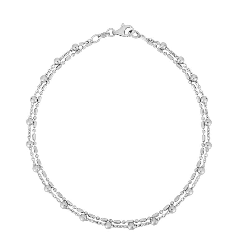 Multi-Strand Bead 10" Anklet in Sterling Silver image number null