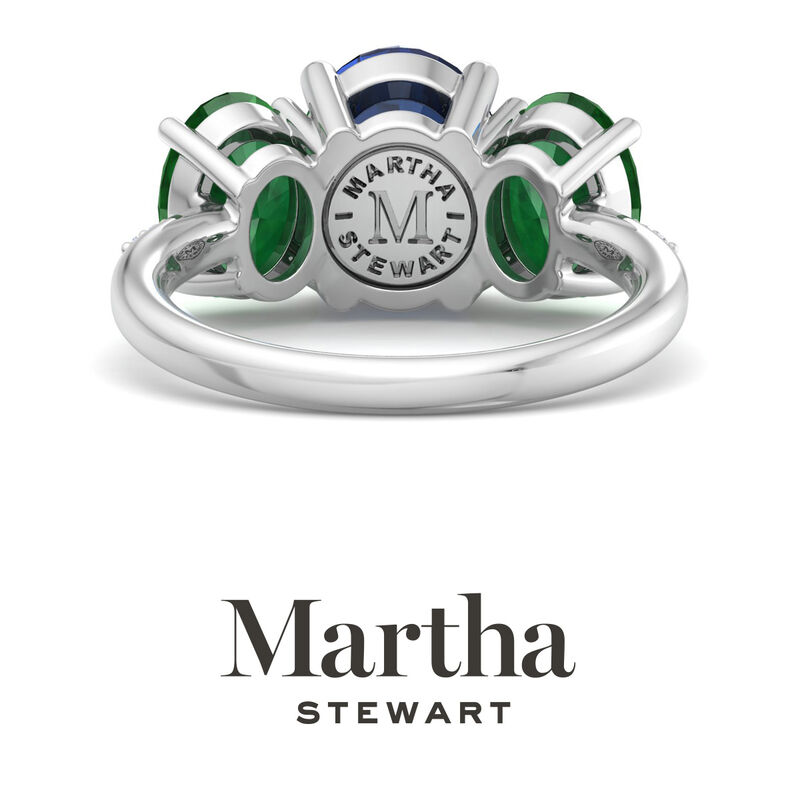 Martha Stewart Oval Sapphire Emerald and Lab Grown Diamond Ring in Sterling Silver image number null