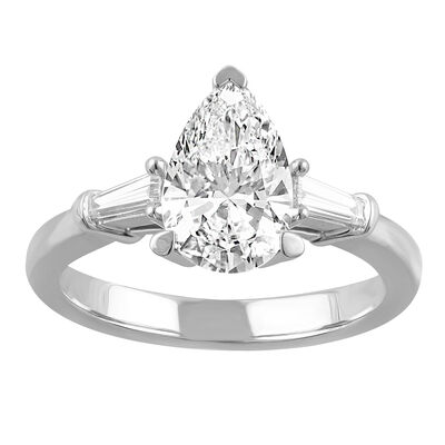 Pear-Shaped Lab Grown 1 3/4ctw. Diamond Engagement Ring in 14k White Gold