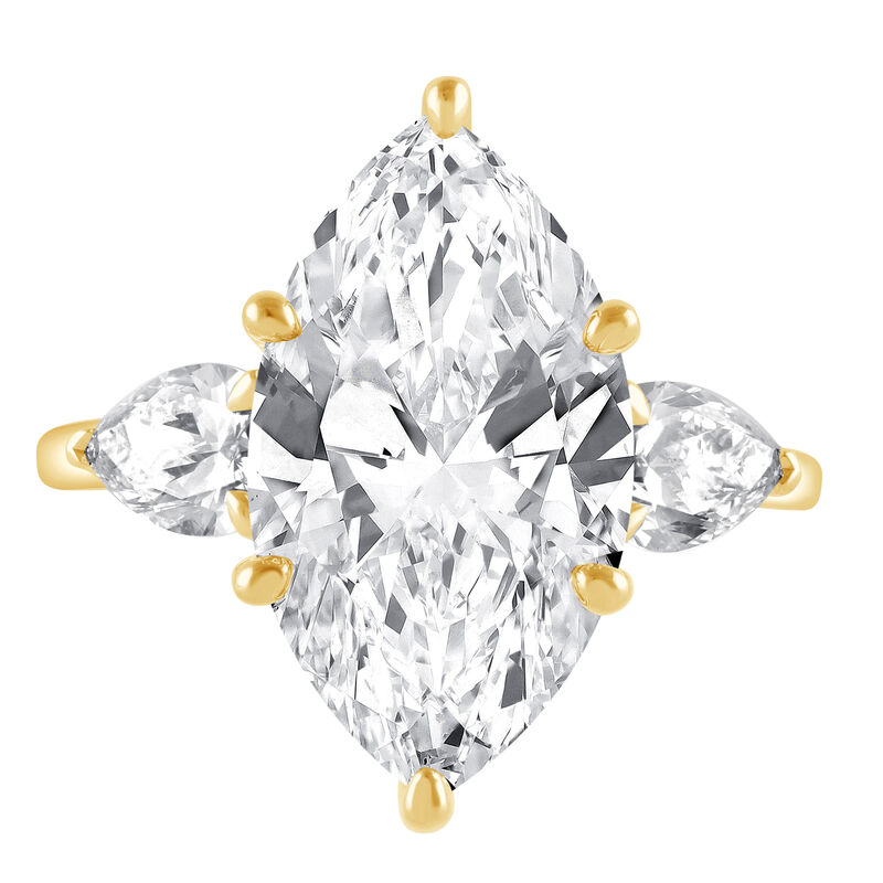 Marquise Lab Grown Diamond 6ctw. Three Stone Engagement Ring in 14k Yellow Gold image number null