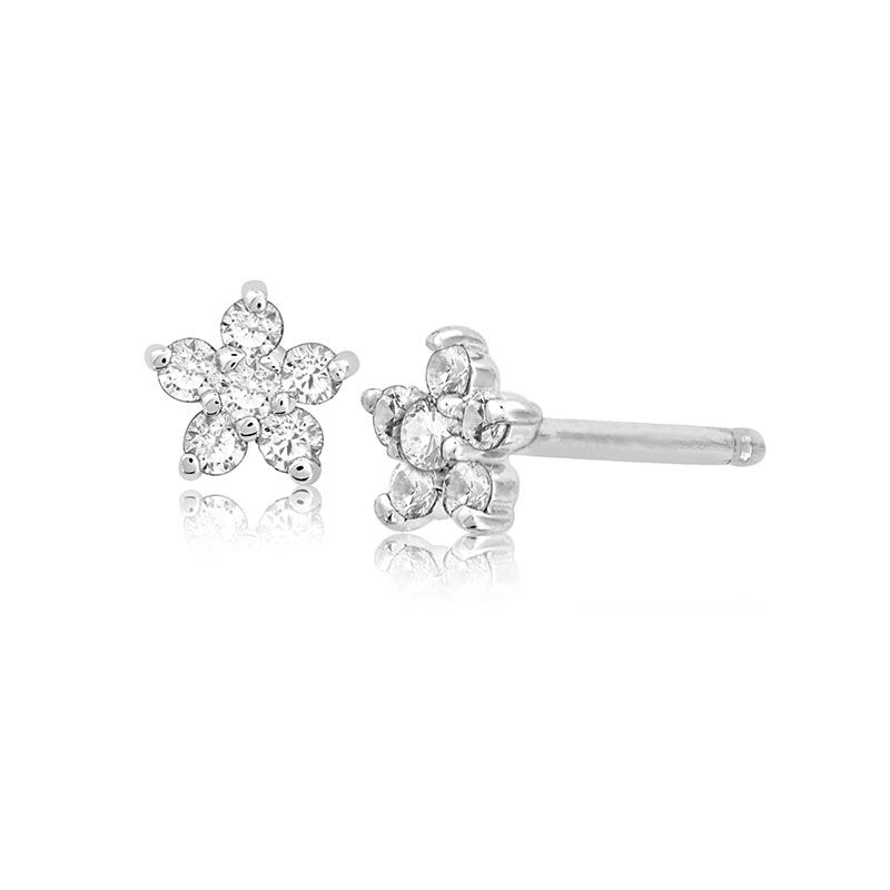 Diamond Flower Stud Earrings in 14k White Gold image number null