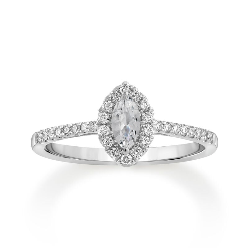 Marquise Lab Grown Diamond & Created White Sapphire Halo Ring in Sterling Silver image number null