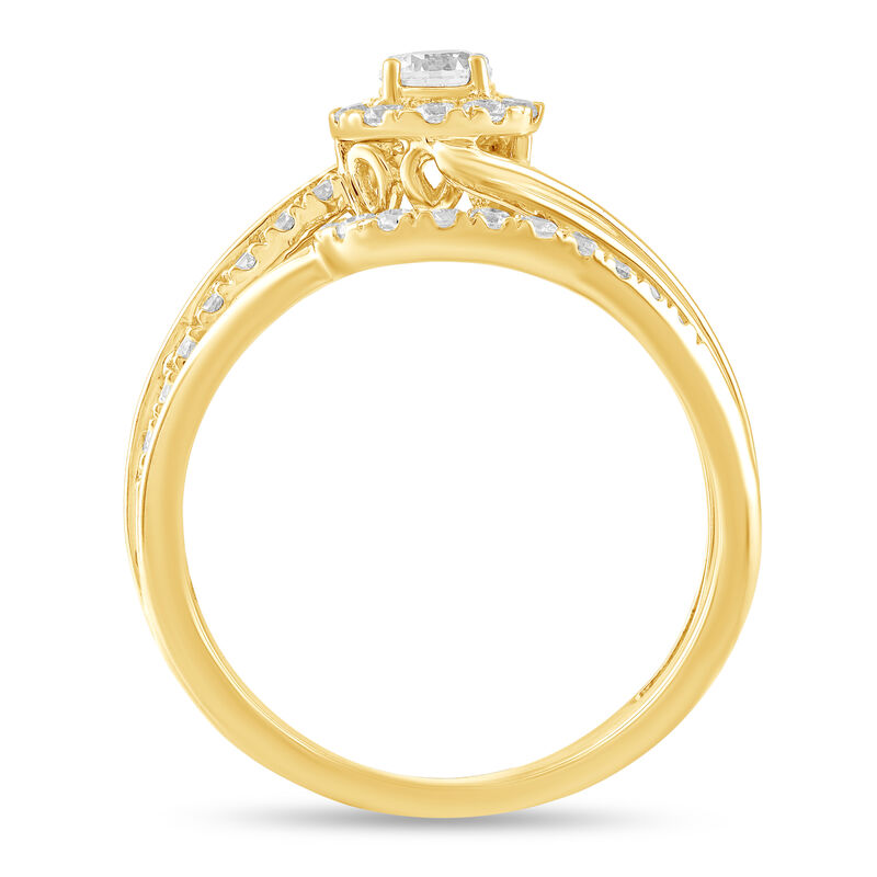 Natural Diamond 5/8ctw. Halo Bypass Bridal Set in 14k Yellow Gold image number null