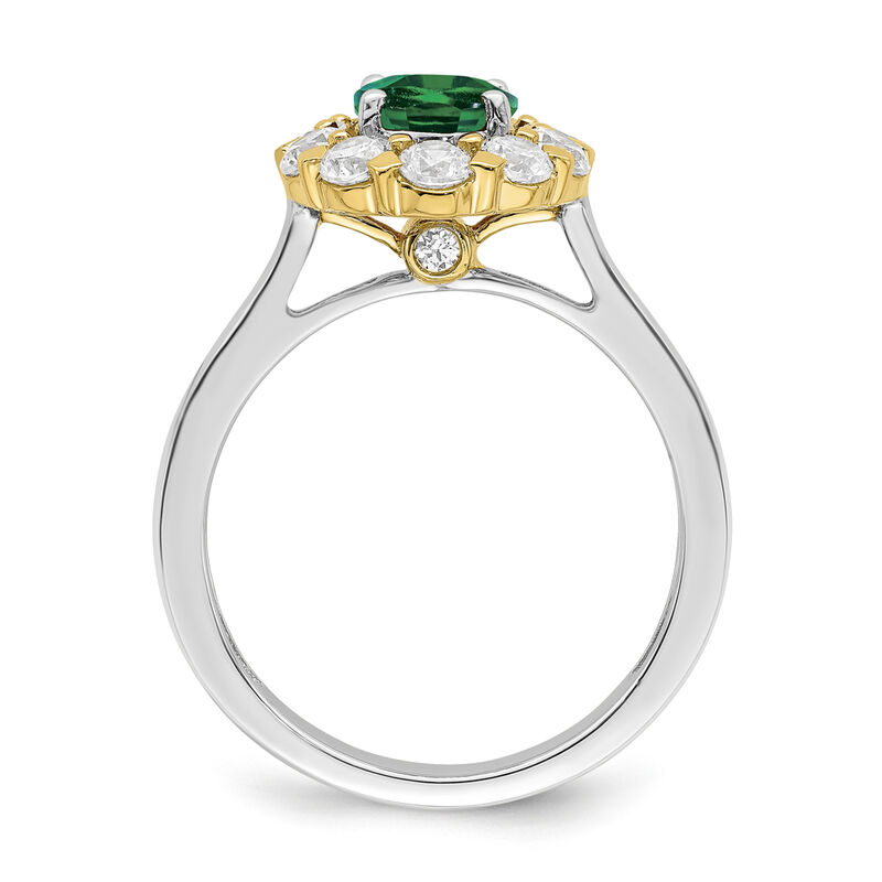 Lab Grown Diamond & Created Oval Emerald Ring in 14k Gold image number null
