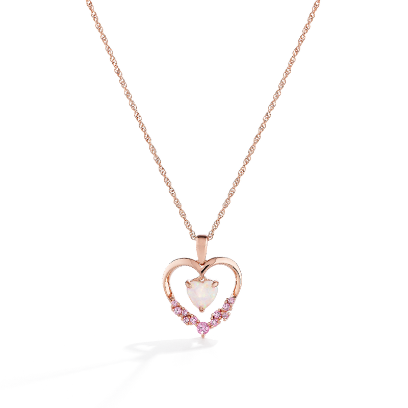 Heart Created Opal & Pink Sapphire Pendant