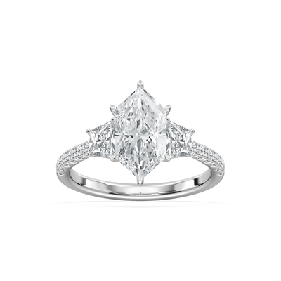 Duchess Marquise Lab Grown Diamond 2 3/4ctw. Three Stone Engagement Ring in 14k White Gold