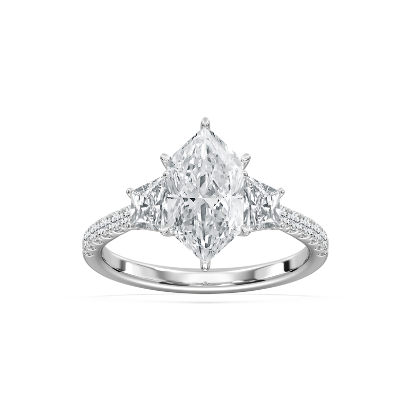 Duchess Marquise Lab Grown Diamond 2 3/4ctw. Three Stone Engagement Ring in 14k White Gold image number null