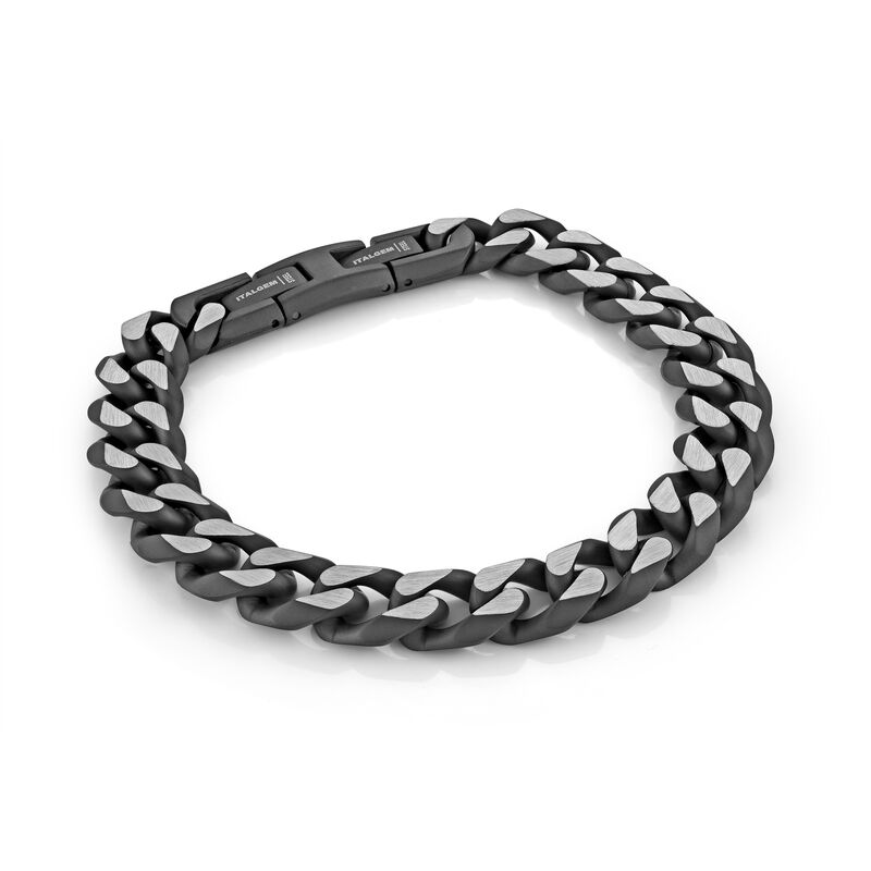 Curb Link 11mm Bracelet in Black Plated Sterling Silver image number null