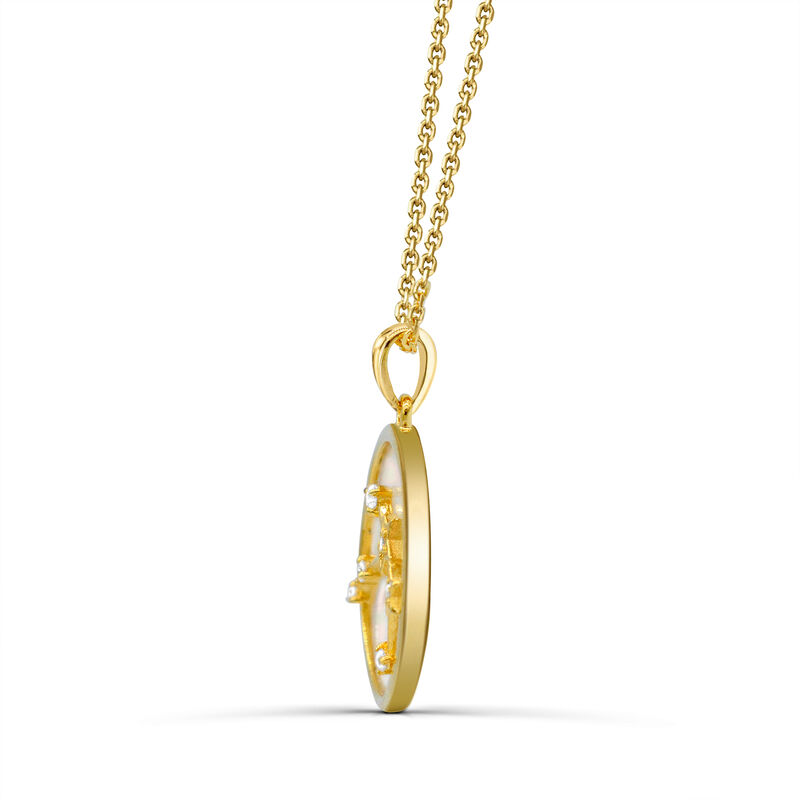 Mother of Pearl & White Topaz Virgo Pendant Gold Plated image number null