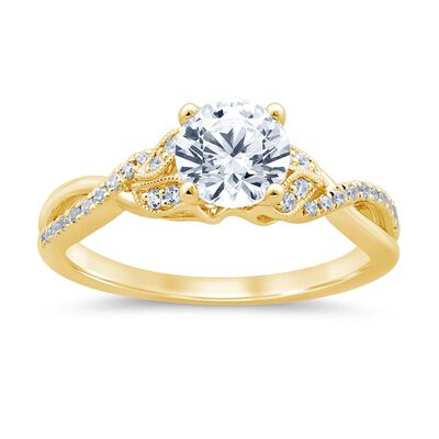 Lab Grown 1 1/2ctw. Diamond Leaf Engagement Ring in 14k Yellow Gold