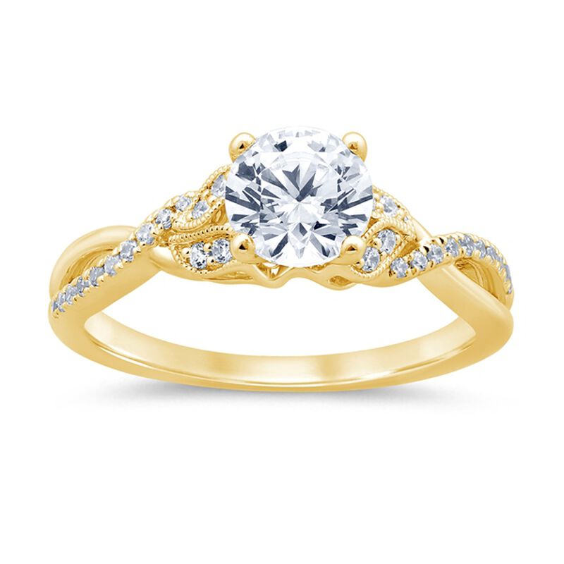 Lab Grown 1 1/2ctw. Diamond Leaf Engagement Ring in 14k Yellow Gold image number null