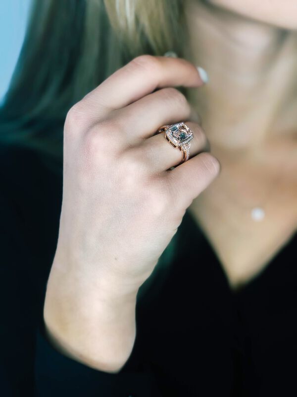 EFFY Blush Morganite & Diamond Halo Ring in Rose Gold image number null