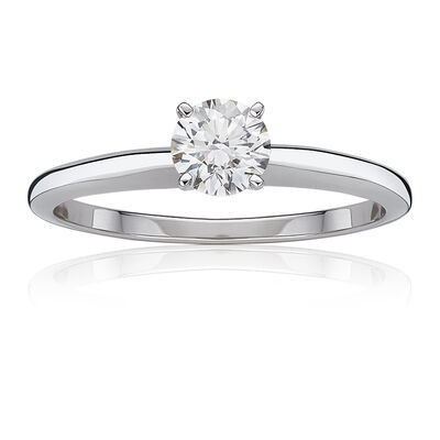 Lab Grown 1ct. Diamond Classic Round Solitaire Engagement Ring in 14k White Gold