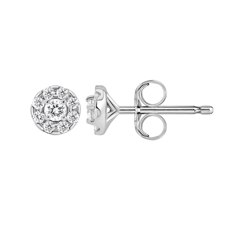 Lab Grown Diamond 1/4ctw. Single Halo Stud Earrings in 14k White Gold image number null