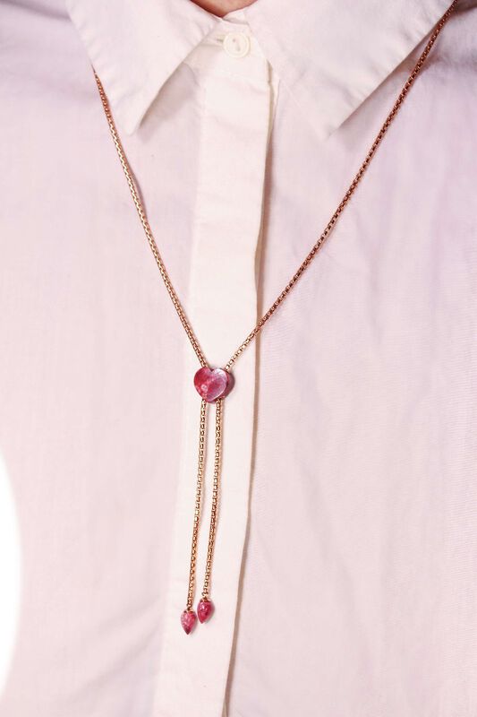 Pink Thulite Adjustable Necklace in Sterling Silver & 14k Rose Gold Plating image number null