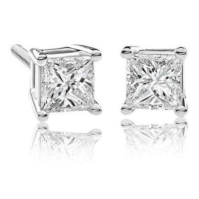 Princess-Cut 1/2ctw. Diamond Solitaire Earrings in 14k White Gold