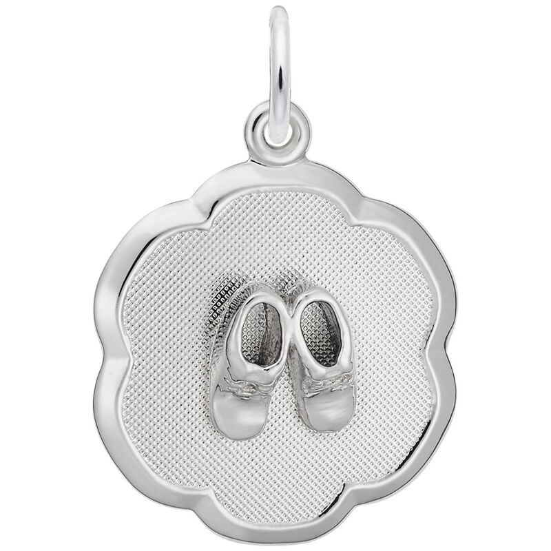 Baby Shoe Disc Charm in Sterling Silver image number null