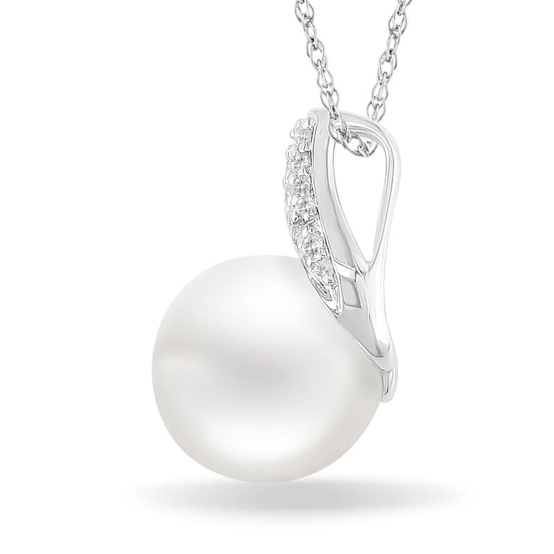 Pearl Diamond Pendant in 10k White Gold image number null