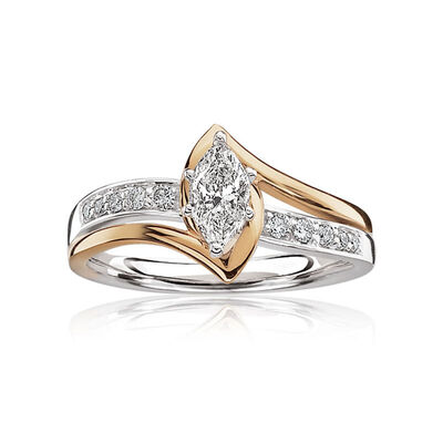Georgia. Marquise-Cut 1/2ctw. Diamond Engagement Ring 14k Gold