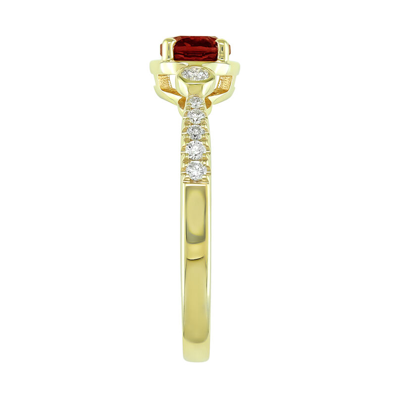 Oval-Cut Garnet & Diamond East to West Ring in 10k Yellow Gold image number null