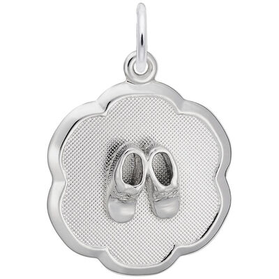 Baby Booties Disc Charm in 14k White Gold