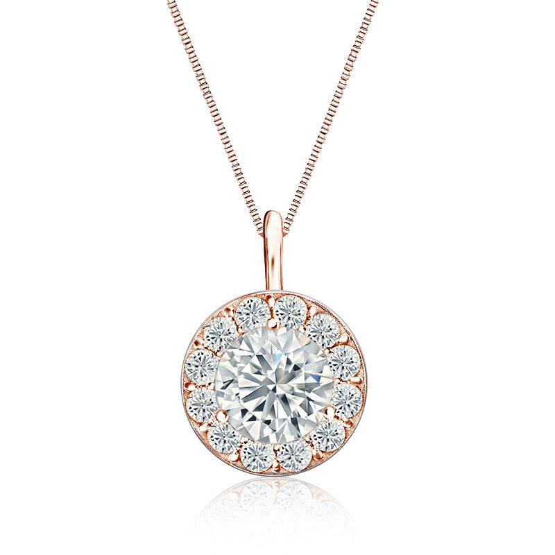 Diamond 2ct. t.w. Halo Pendant in 14k Rose Gold image number null