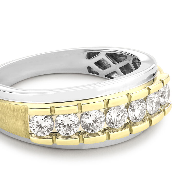 Men's 1ctw. Lab Grown Diamond & 10k Two Tone Gold Wedding Ring image number null