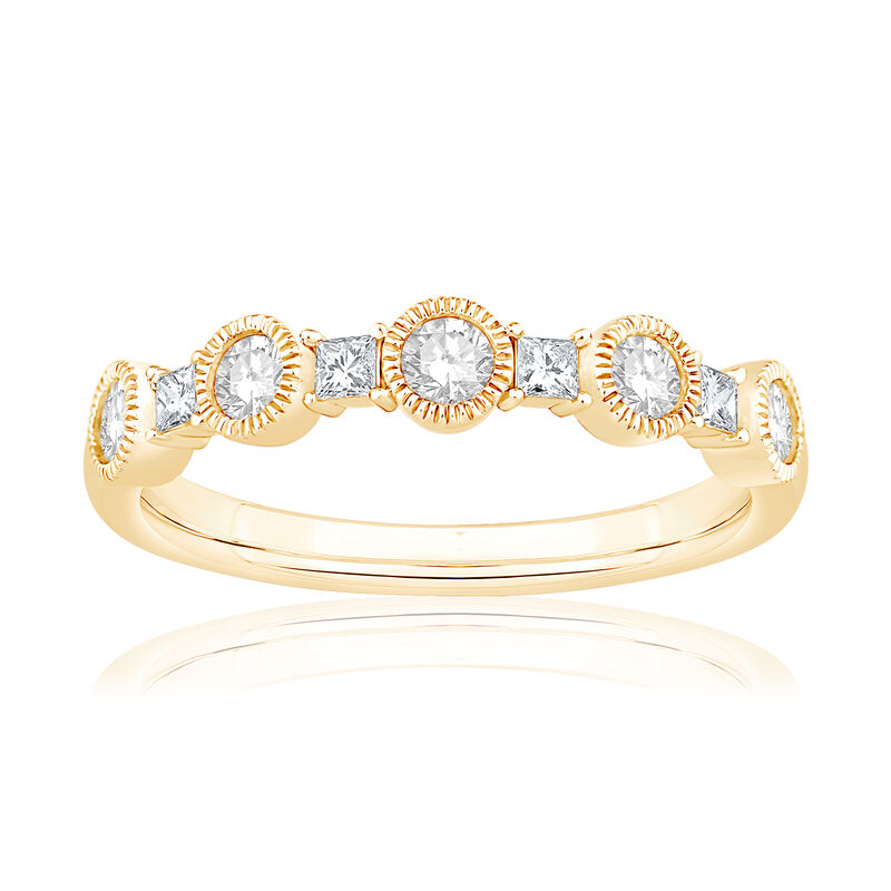 Lab Grown Diamond 1/2ctw. Milgrain Anniversary Ring in 14k Yellow Gold image number null