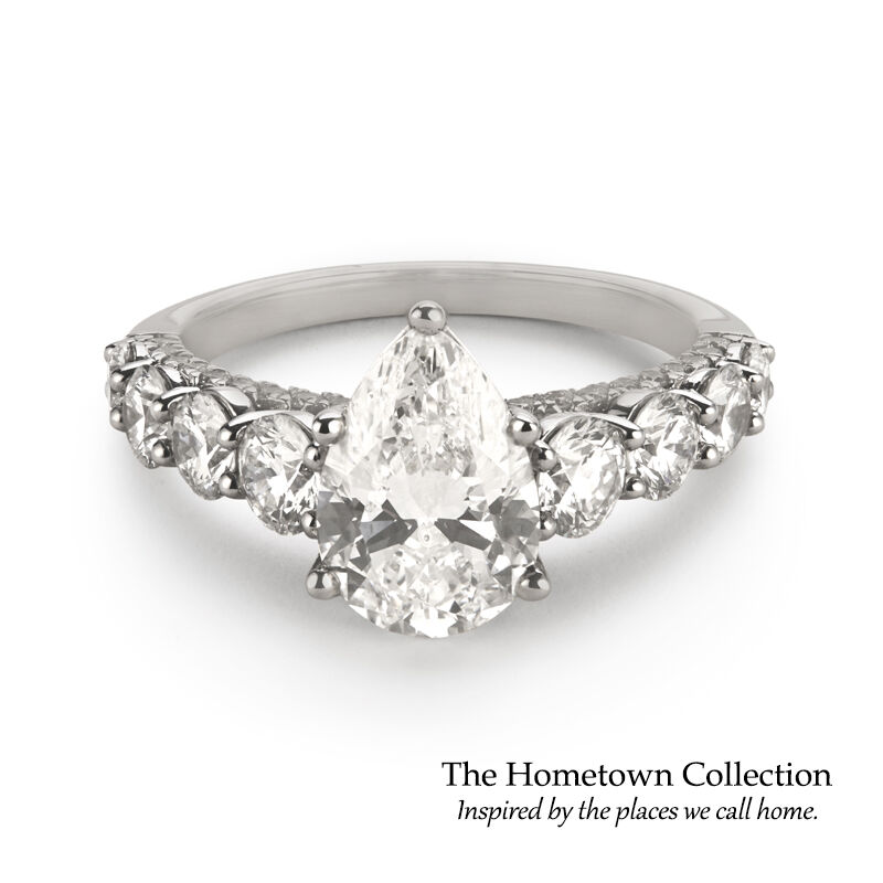Pear-Shaped Lab Grown 3.75ctw. Diamond Cathedral Engagement Ring in 14k White Gold image number null