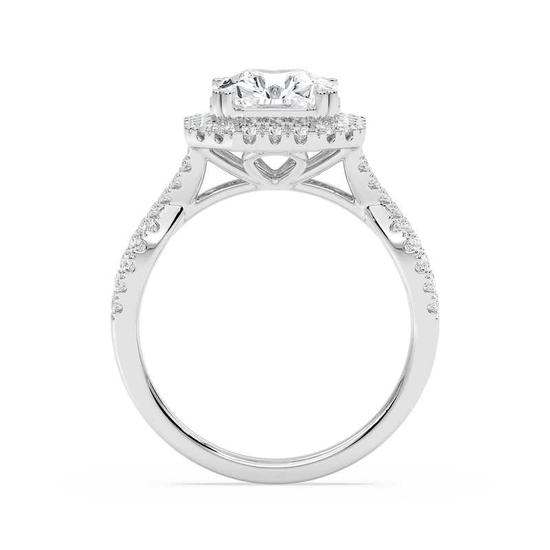 Elongated Octagon Lab Grown Diamond 3 1/2ctw. Halo Twist Engagement Ring in 14k White Gold image number null