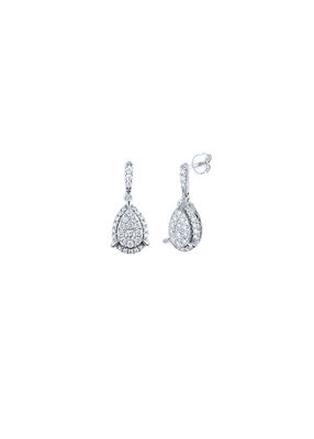 Brilliant-Cut 0.65ctw. Diamond Cluster Drop Earrings in 14k White Gold