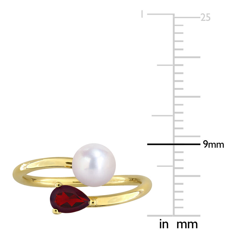 Garnet & Freshwater Cultured Pearl Ring in Gold Plated image number null