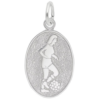 Female Soccer Charm in 14k White Gold