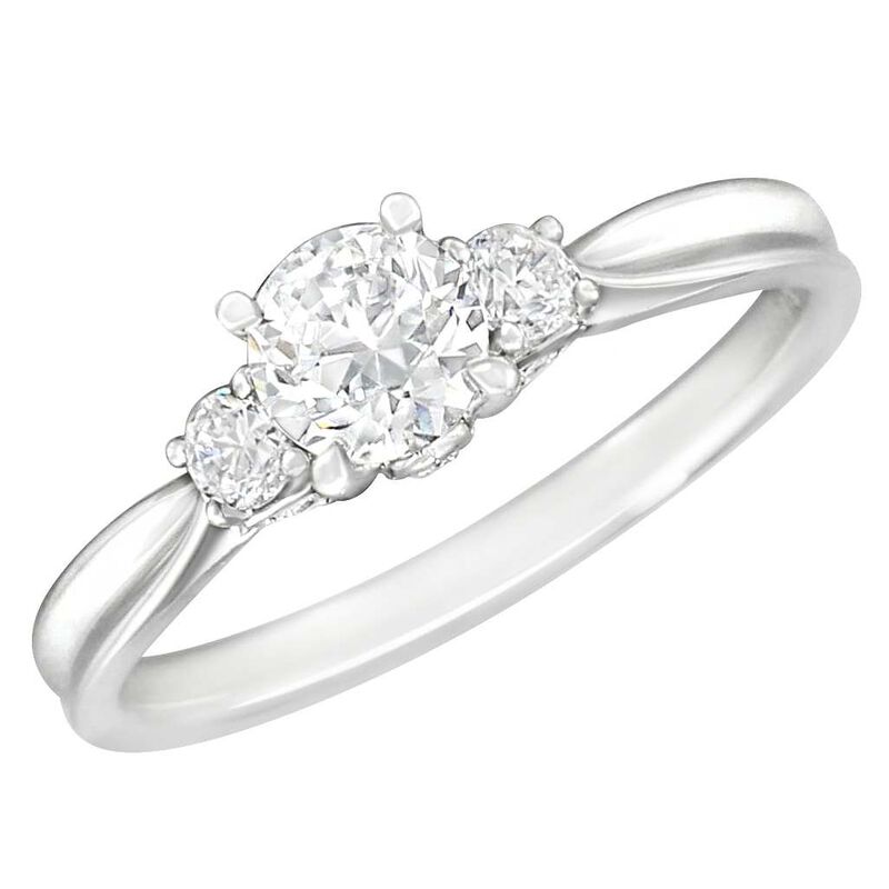 Round Lab Grown Diamond 1/4ctw. Three Stone Promise Ring in 10k White Gold image number null