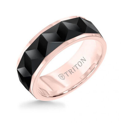 Men's Chevron Pattern Inlay & Tungsten Carbide Wedding Ring (8mm)