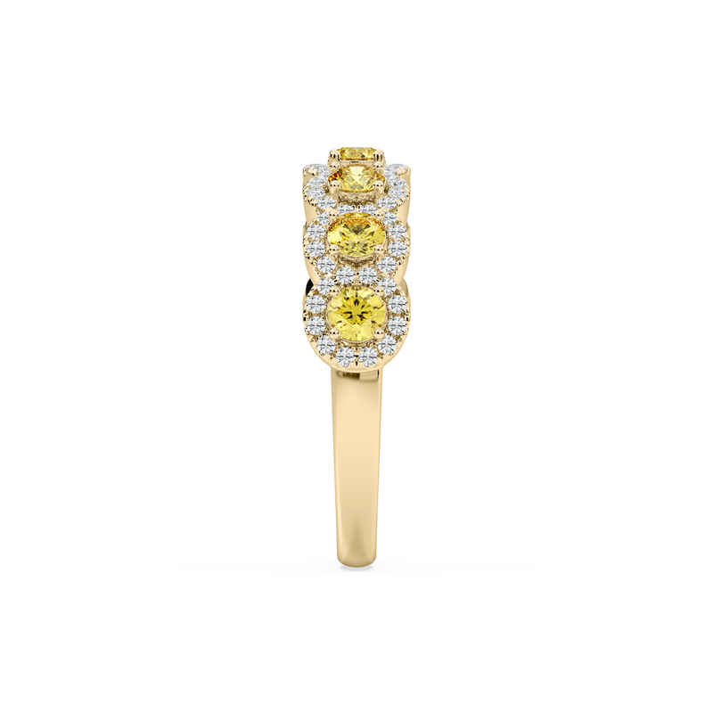 Lab Grown Yellow Round Diamond 1ctw. Halo Wedding Ring in 14k Yellow Gold image number null
