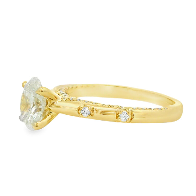 Oval Diamond 1 2/5ctw. Knife Edge Side Accent Engagement Ring in 14k Yellow Gold image number null