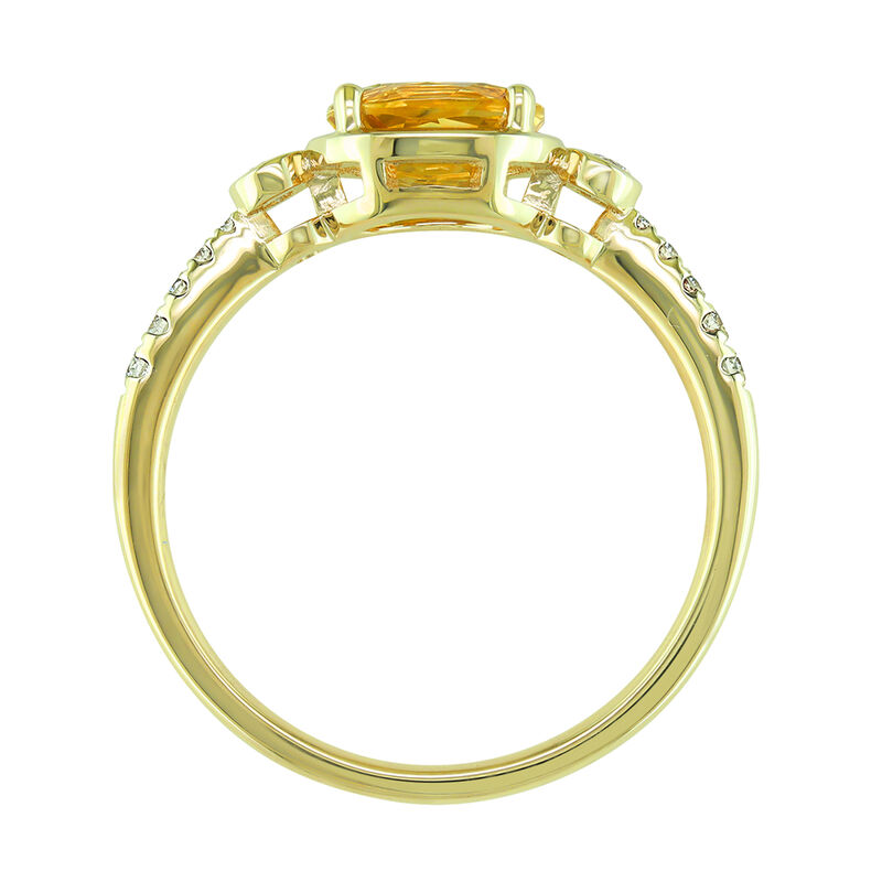 Oval-Cut Citrine & Diamond East to West Ring in 10k Yellow Gold image number null