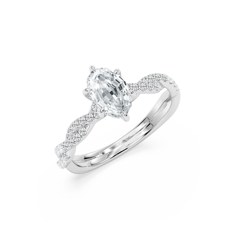 Duchess Oval Lab Grown Diamond 2ctw. Twist Engagement Ring in 14k White Gold image number null
