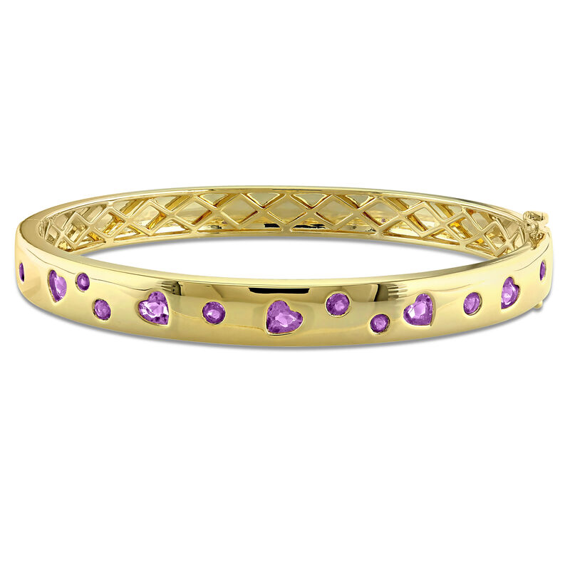 Amethyst & African Amethyst Bangle Bracelet in Gold Plated image number null