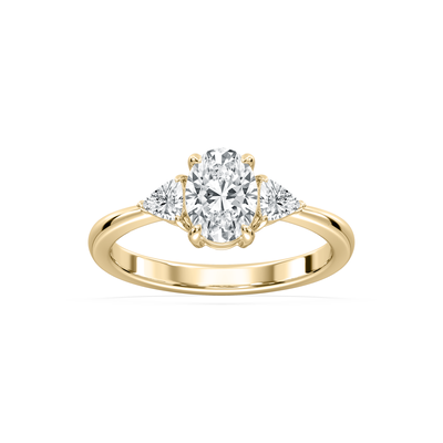 Oval Lab Grown Diamond 1 1/3ctw. Three Stone Engagement Ring in 14k Yellow Gold