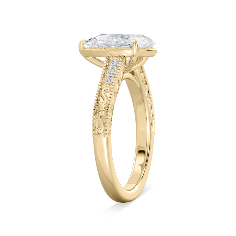 Pear Lab Grown Diamond 2 1/10ctw. Vintage Bezel Engagement Ring in 14k Yellow Gold image number null